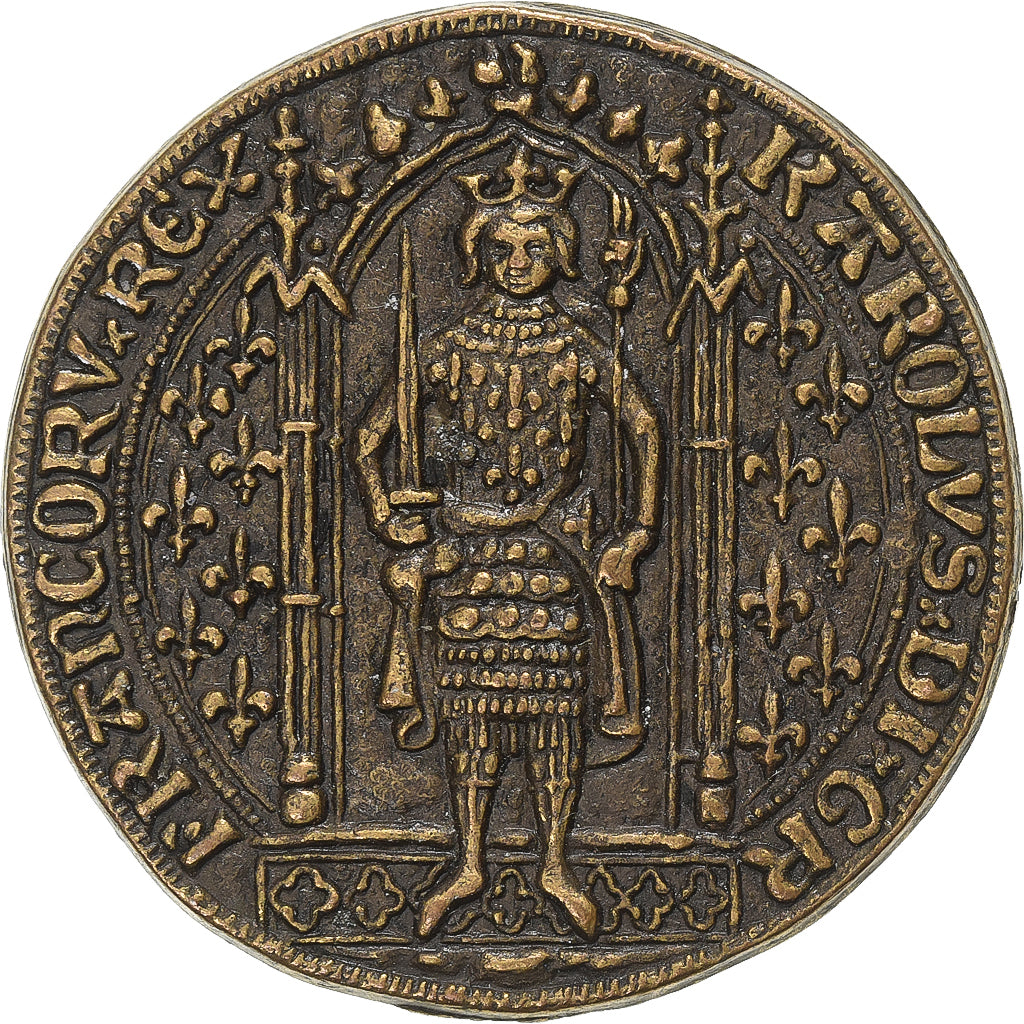 France, Jeton, Collection BP, Franc à Pied, Charles V, History, SUP, Cuivre