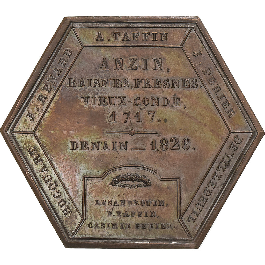 Francia, zeton, Mines de Charbon du Nord, Denain, 1826, Cobre, MBC+