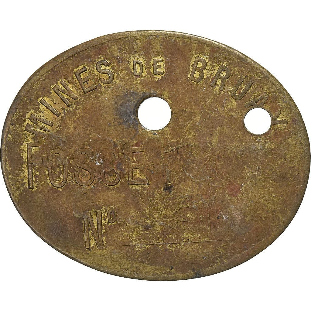 France, Token, Mines de Bruay, Poudrière, Fosse 1, Brass, EF(40-45)