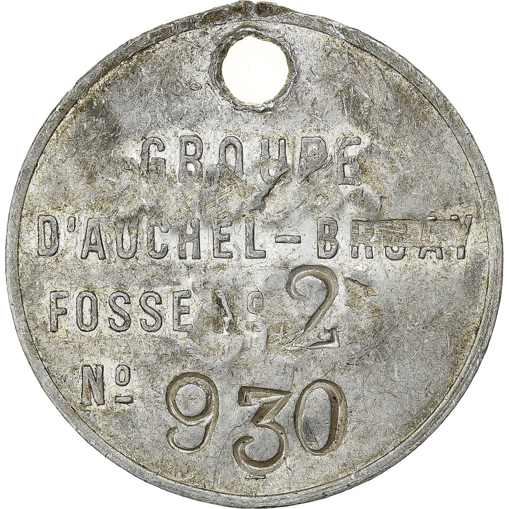 Frankreich, betaalpenning, Mines d'Auchel-Bruay, Fosse N°2, Casque, Aluminium