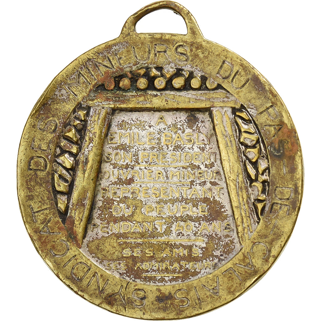 Francia, medaglia, Mines de Charbon du Pas-de-Calais, Emile Basly, 1928, Ottone