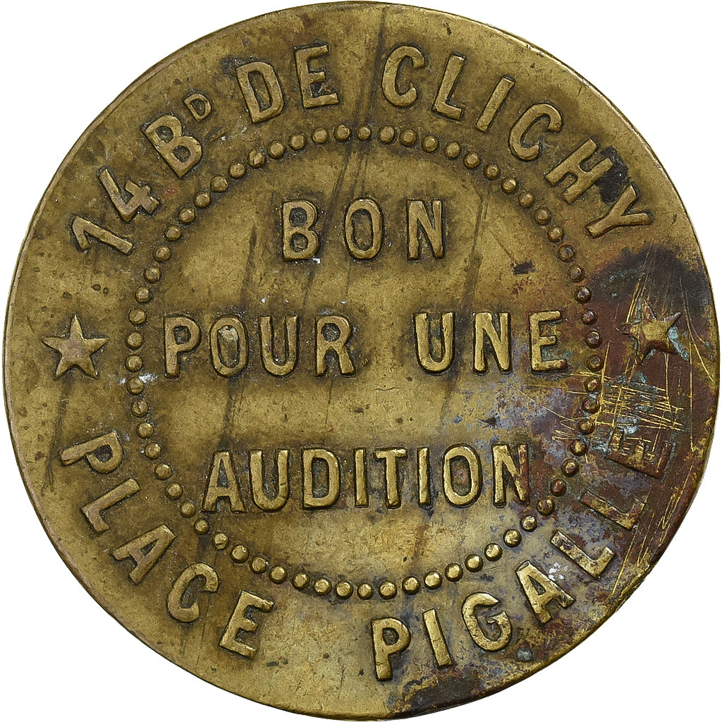France, Jeton, Paris, Palace Chansons, Bon pour une Audition, Cuivre, TTB