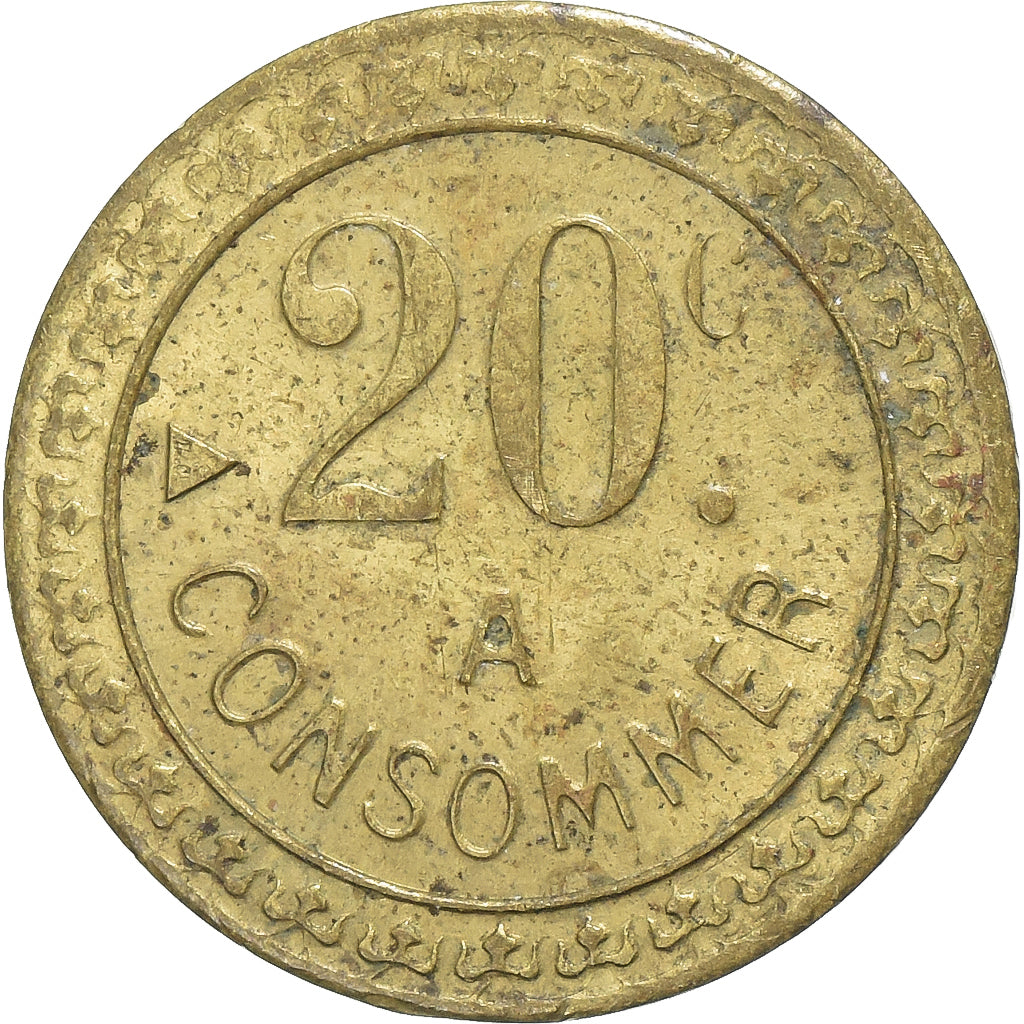 Francia, A Consommer, 20 Centimes, MB, Ottone