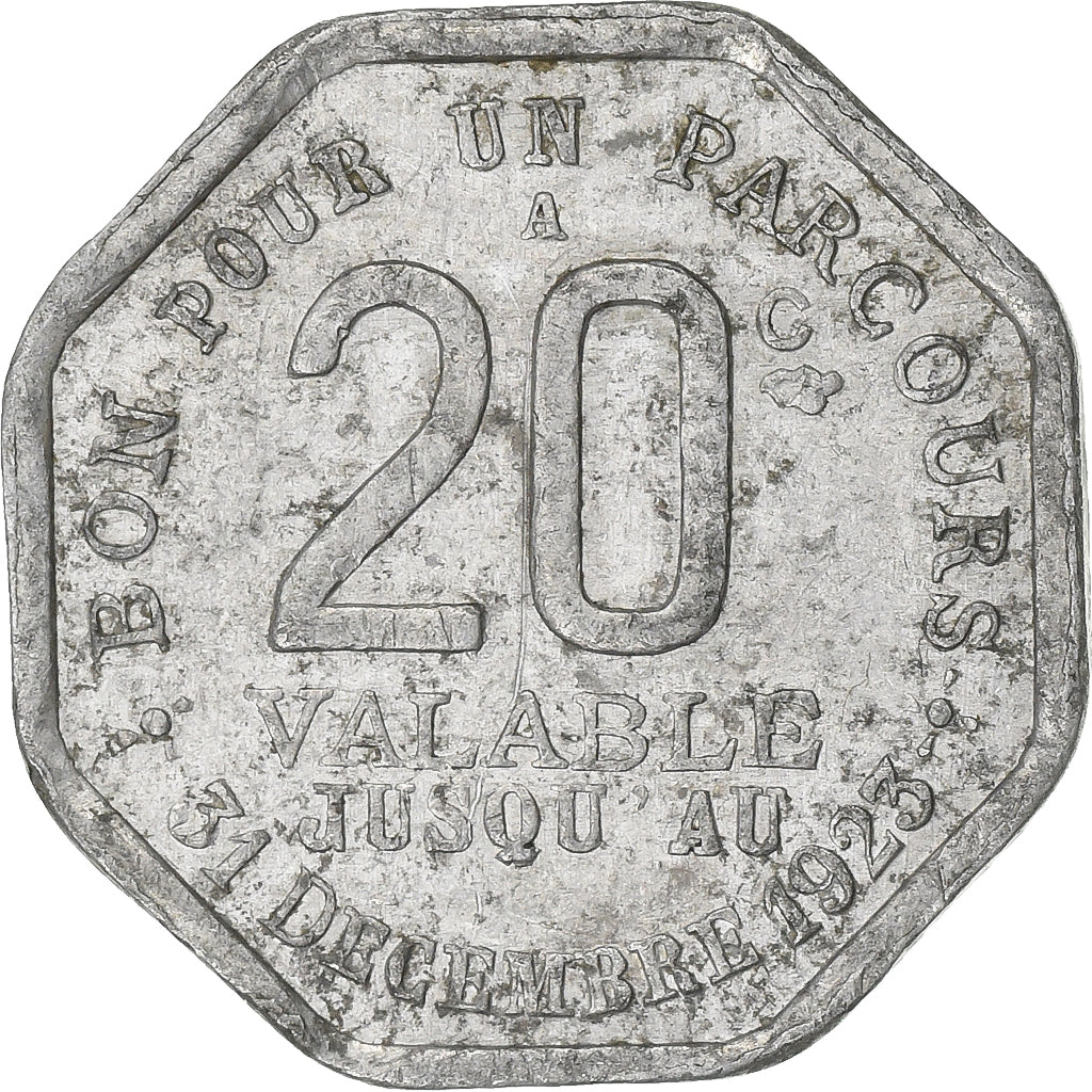 Francia, Transport en commun, région parisienne, 20 Centimes, 1923, BC+