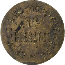 France, Cercle des Sous-Officiers, 1er Hussards, 5 Centimes, EF(40-45), Brass