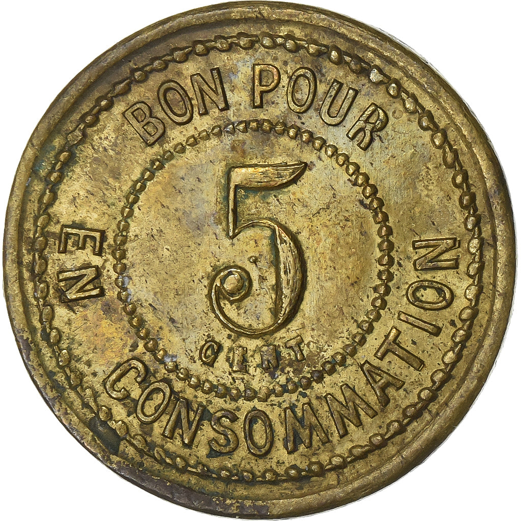 France, Cercle des Sous-Officiers, 1er Hussards, 5 Centimes, EF(40-45), Brass