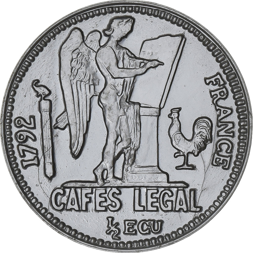 Francia, zeton, Cafés Legal, 1/2 Ecu Constitution Louis XVI, Plástico, SC