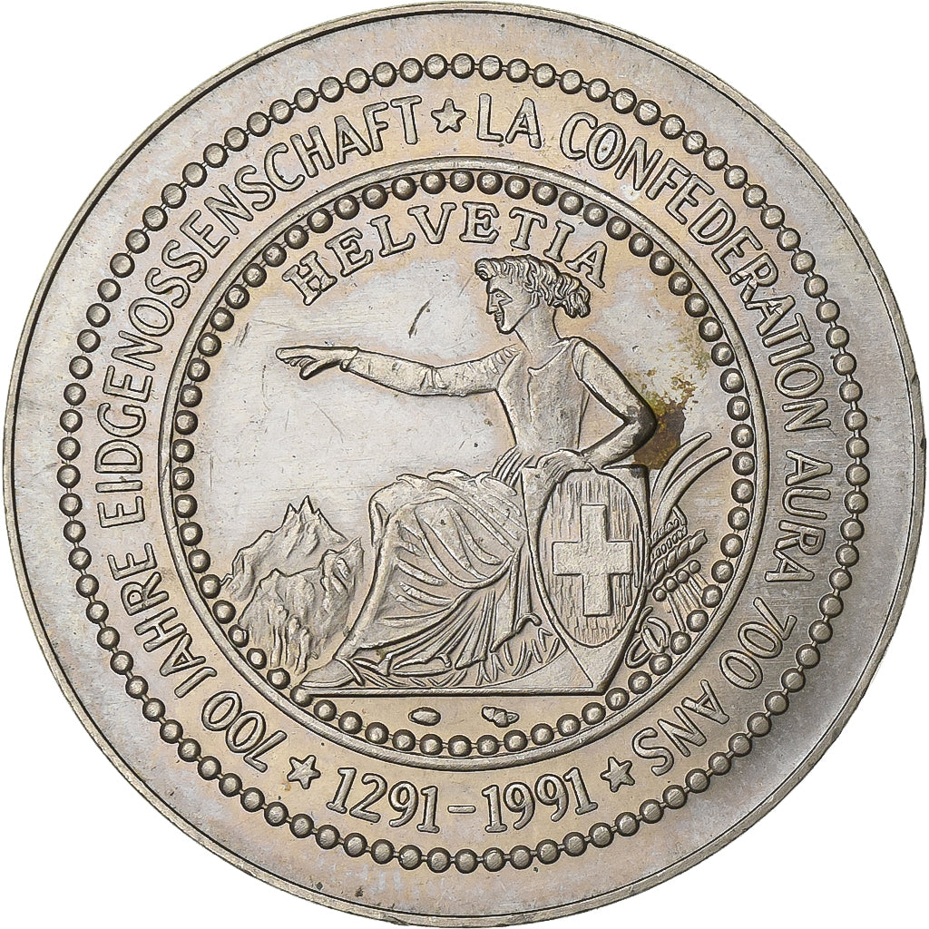 Zwitserland, Medaille, 700 Ans de la Confédération, 1991, Copper-Nickel Gilt