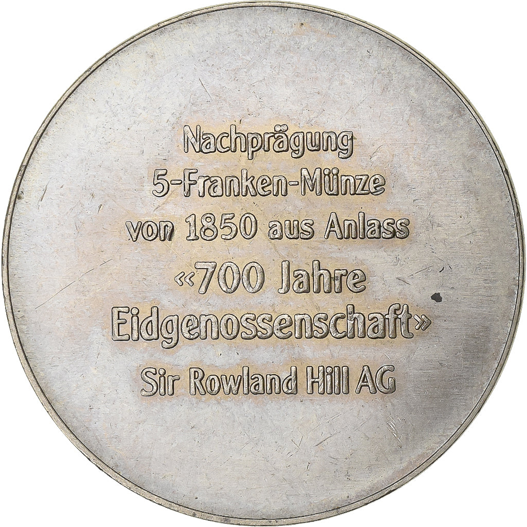 Zwitserland, Medaille, 700 Ans de la Confédération, 1991, Copper-Nickel Gilt