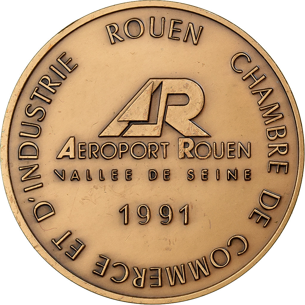 Francia, medaglia, Aéroport de Rouen, Vallée de Seine, 1991, Bronzo, SPL-