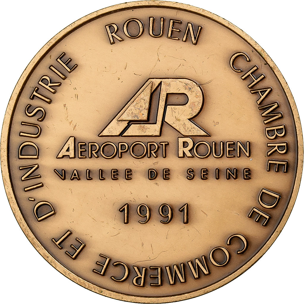Francia, medaglia, Aéroport de Rouen, Vallée de Seine, 1991, Bronzo, SPL-