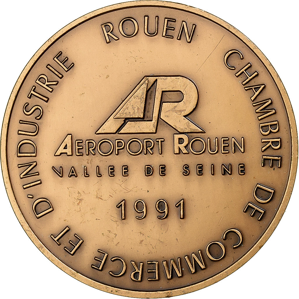Francia, medaglia, Aéroport de Rouen, Vallée de Seine, 1991, Bronzo, SPL-