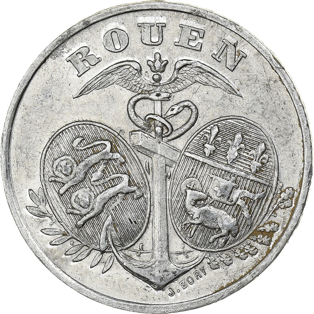 Francia, Chambre de commerce de Rouen, 5 Centimes, 1918, BB+, Alluminio