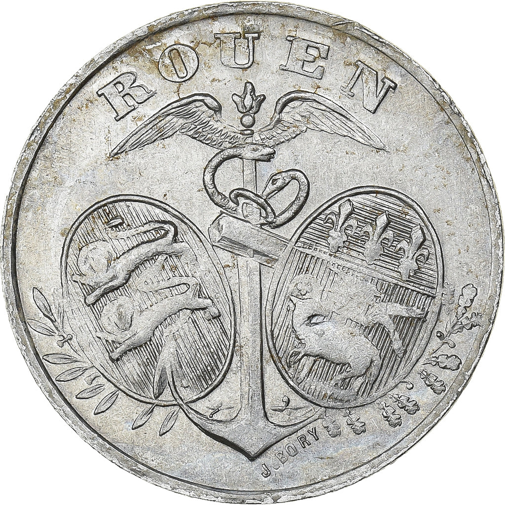 Francja, Chambre de commerce de Rouen, 5 Centimes, 1918, EF(40-45), Aluminium