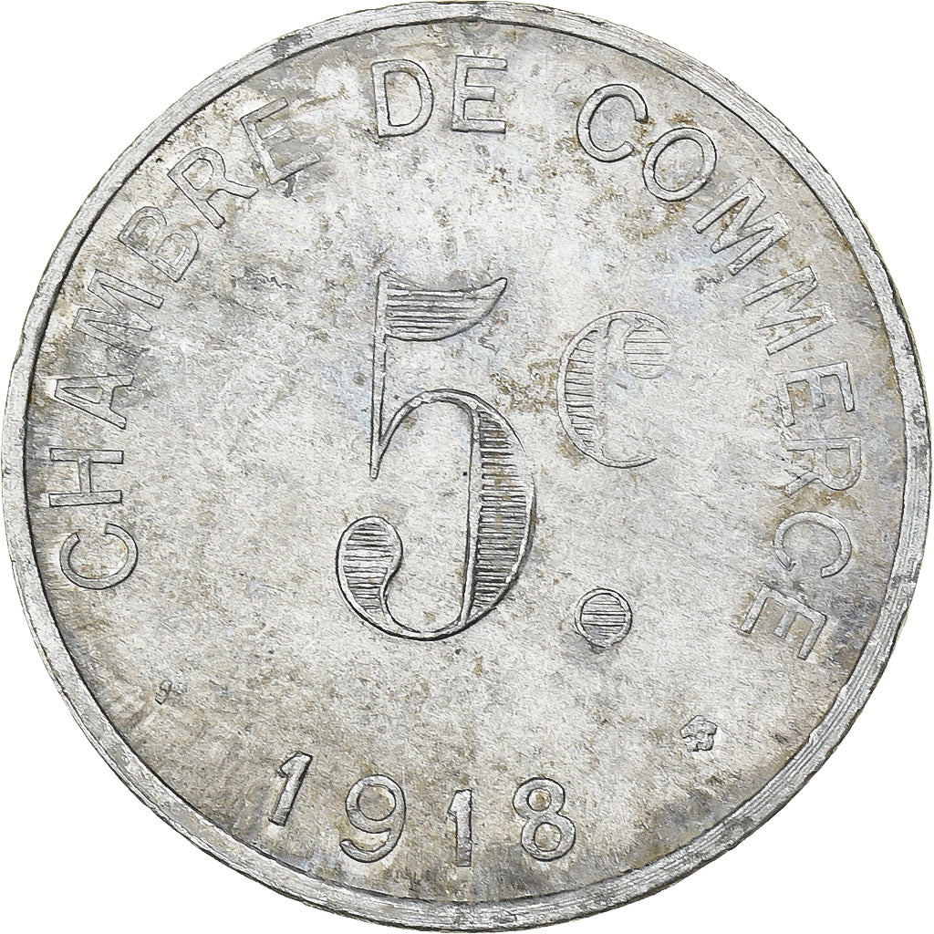 Francja, Chambre de commerce de Rouen, 5 Centimes, 1918, EF(40-45), Aluminium