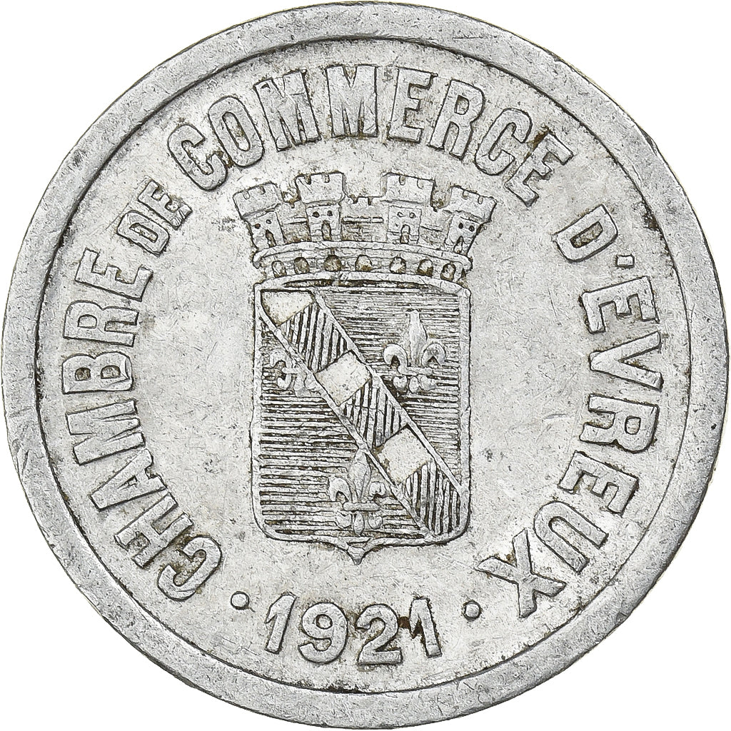 Francja, Chambre de commerce d'Evreux, 25 Centimes, 1921, EF(40-45), Aluminium