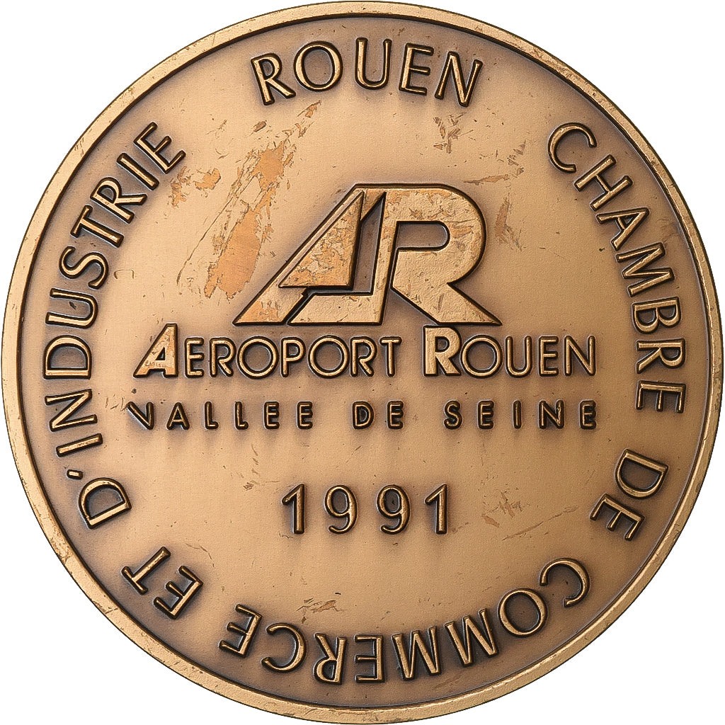 Francia, medalla, Aéroport de Rouen, Vallée de Seine, 1991, Bronce, MBC+