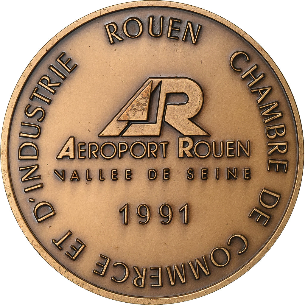 Francia, medaglia, Aéroport de Rouen, Vallée de Seine, 1991, Bronzo, SPL