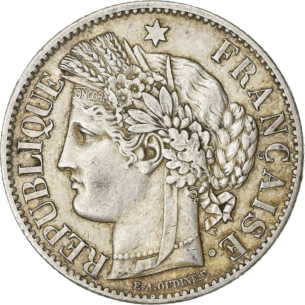 France, 2 Francs, Cérès, 1887, Paris, Silver, EF(40-45), Gadoury:530a