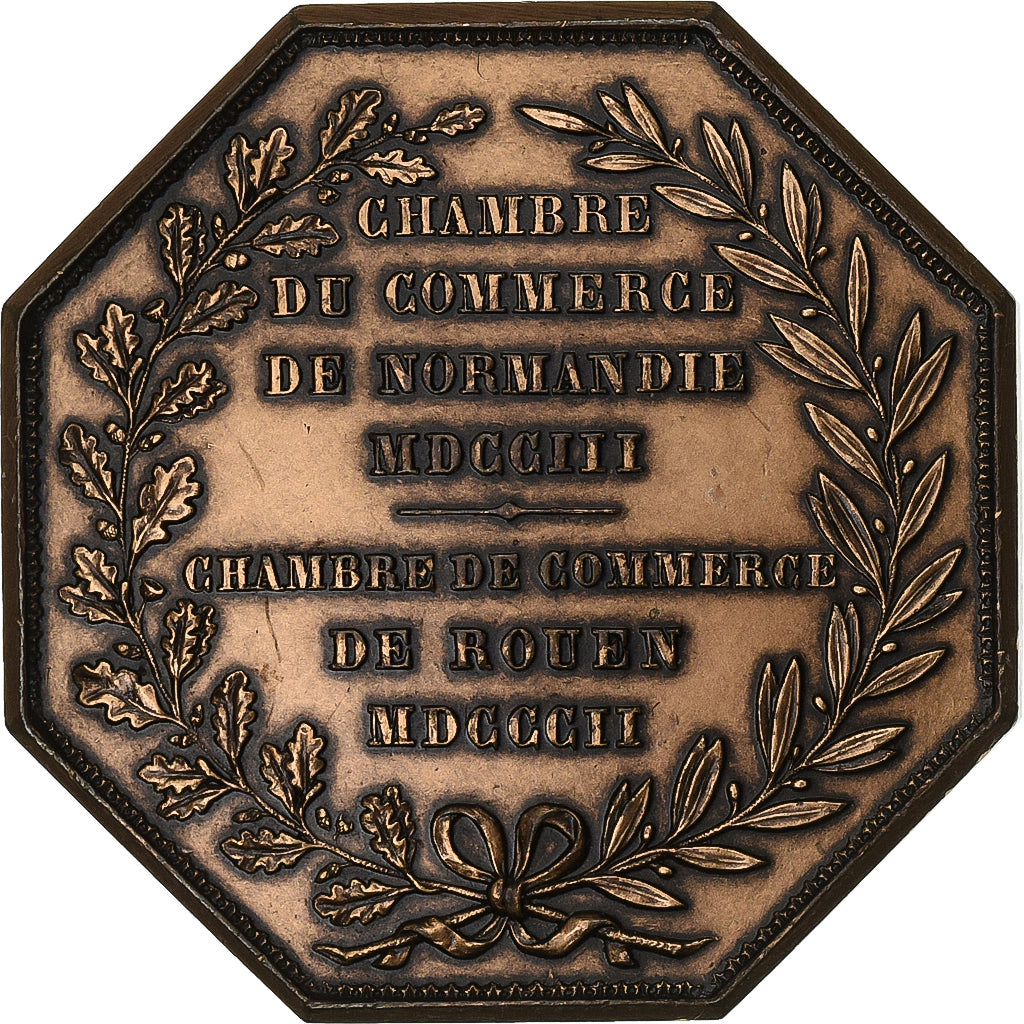 France, Token, Chambre de Commerce de Rouen, 1802, Bronze, Lecomte, AU(55-58)