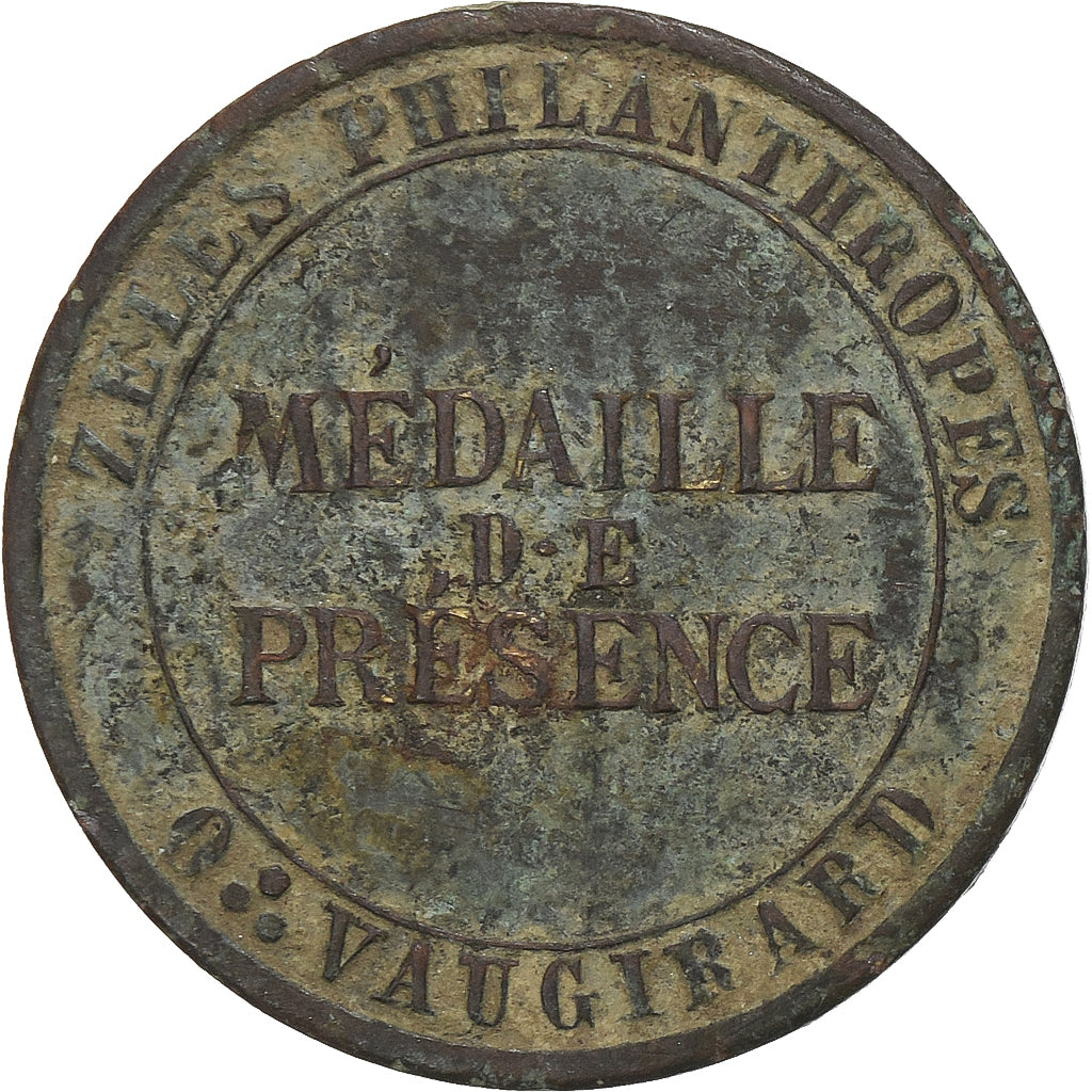 France, Token, Les Zeles Philanthropes, Brass, VF(20-25)