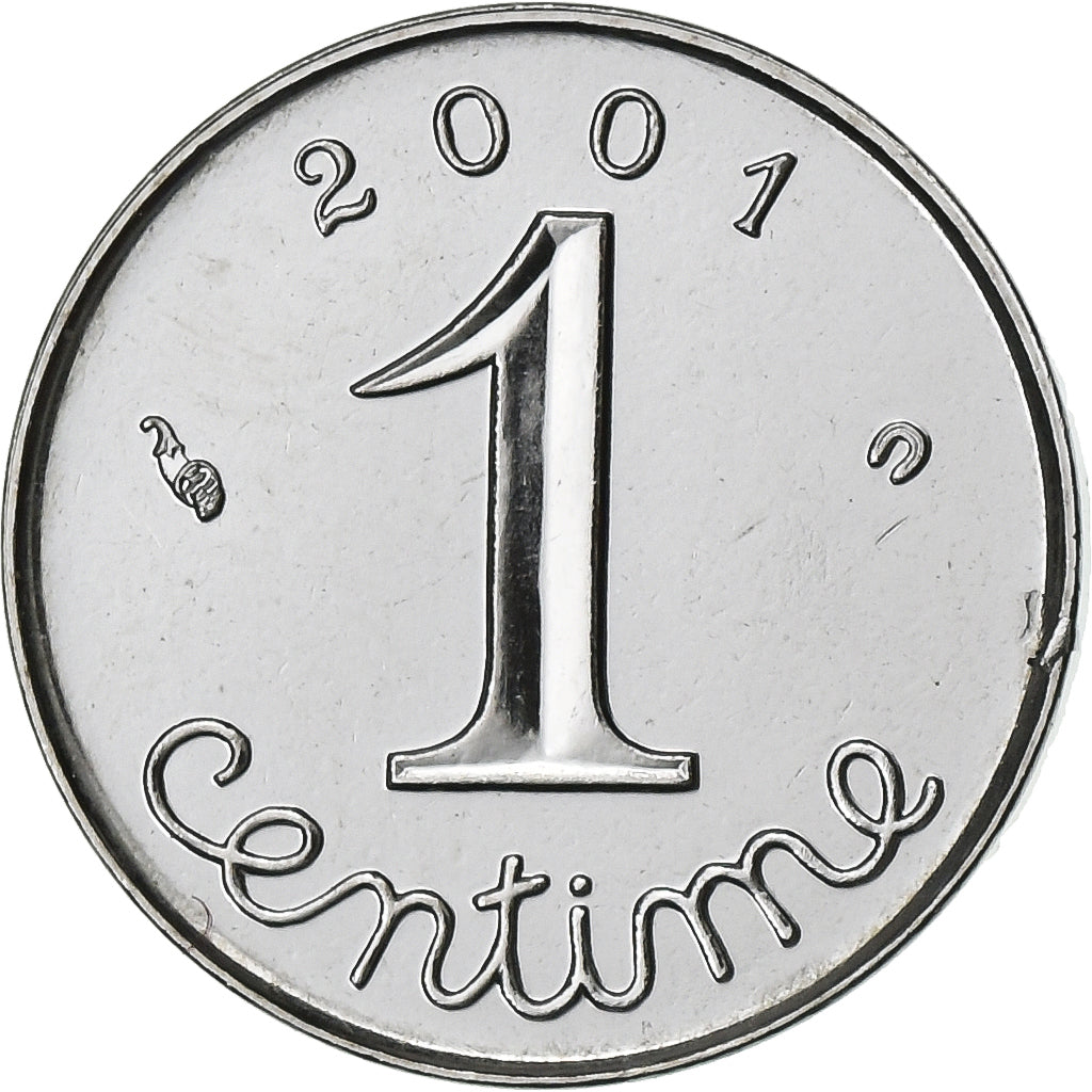 Francja, Centime, Épi, 2001, Monnaie de Paris, BU, Stal nierdzewna, MS(65-70)