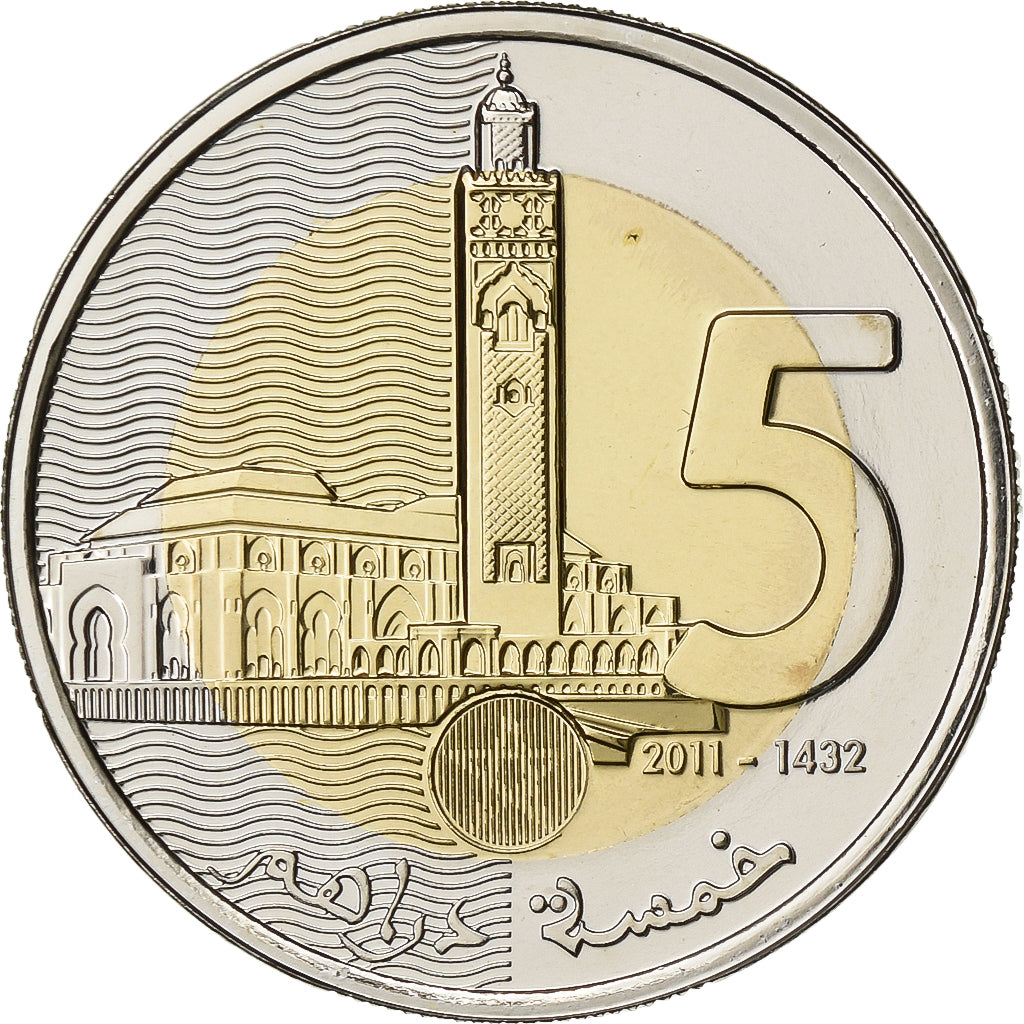 Marocco, Mohammed VI, 5 Dirhams, 2011/AH1432, Paris, Bi-metallico, FDC, KM:140