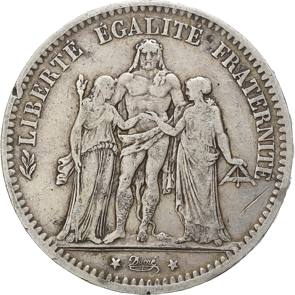 France, 5 Francs, Hercule, 1878, Bordeaux, Argent, TB+, Gadoury:745a, KM:820.2