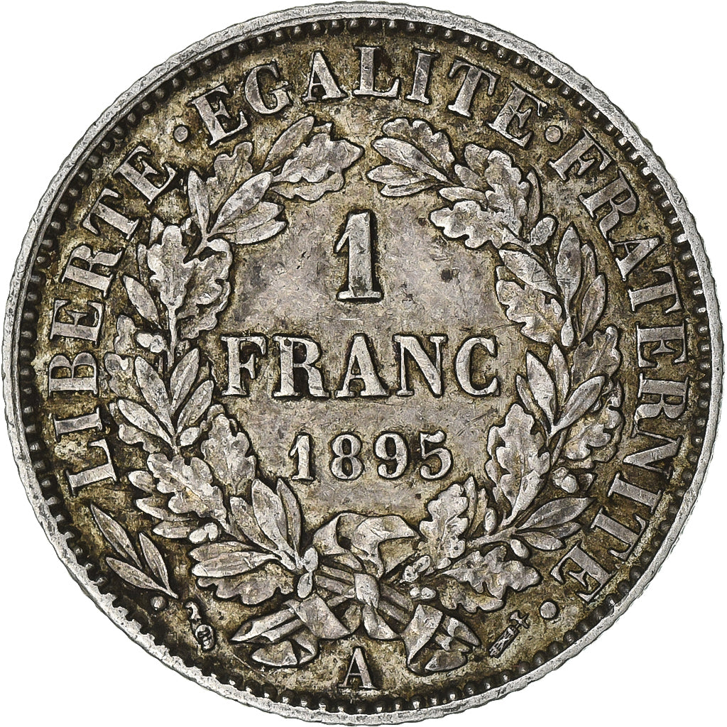 France, Franc, Cérès, 1895, Paris, Silver, EF(40-45), Gadoury:465a, KM:822.1