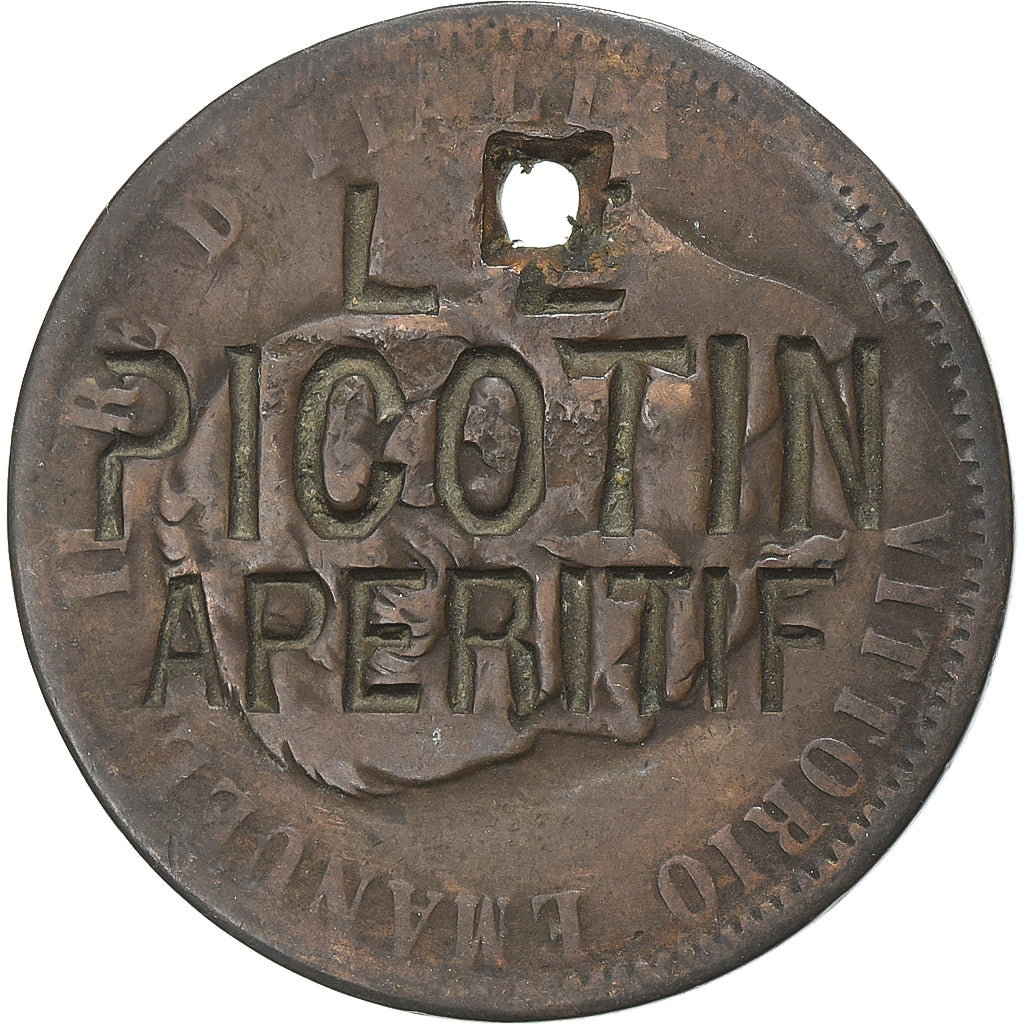 Italy, Token, Le Picotin Apéritif, Contremarque sur 10 Centesimi, 1866, Bronze