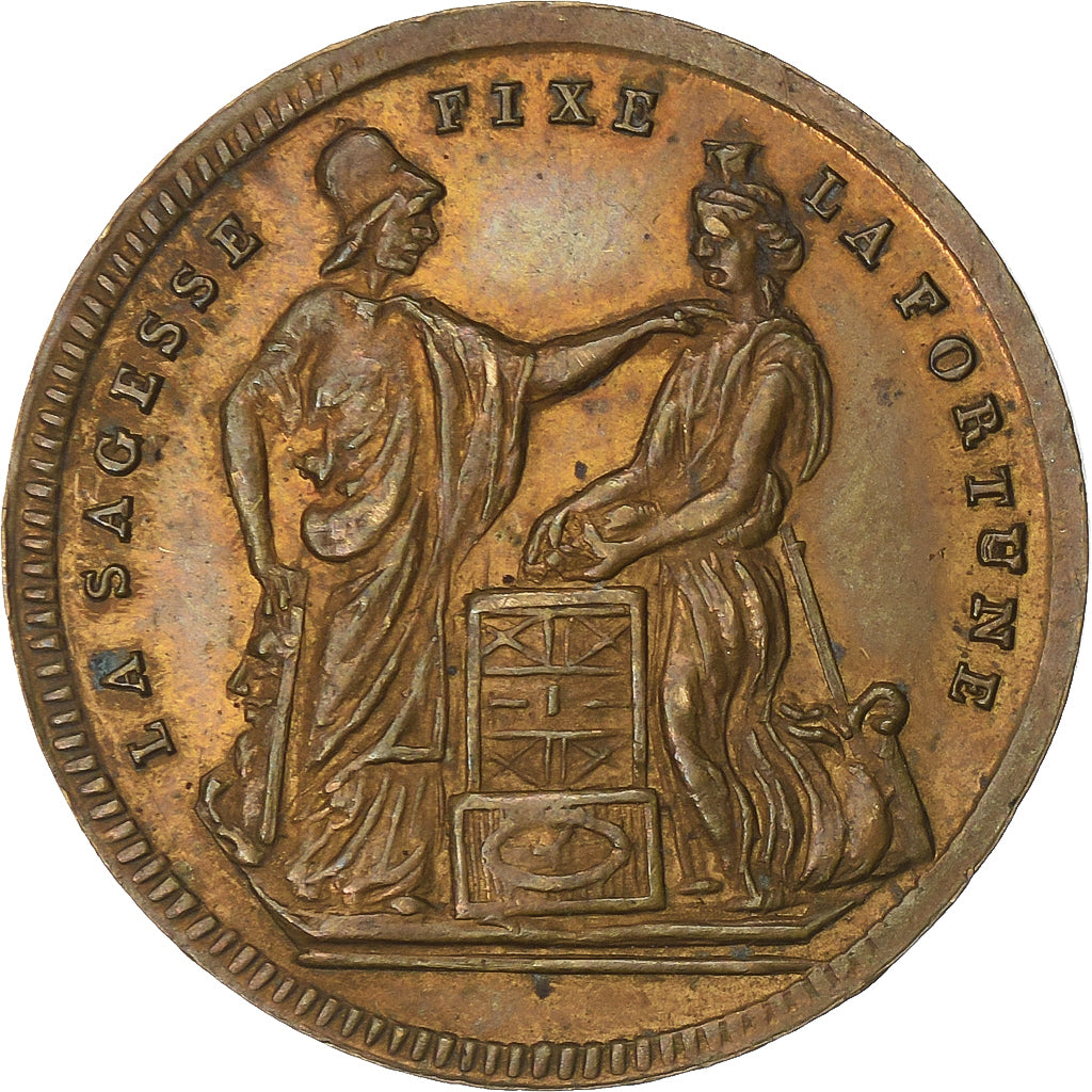 França, Token, 50 Centimes, La Sagesse fixe la Fortune, Latão, EF(40-45)