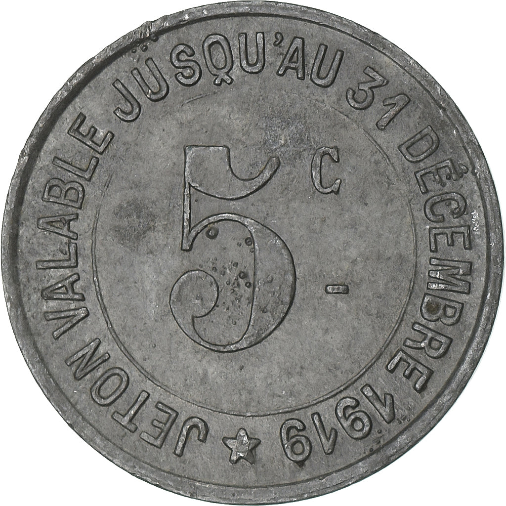 Francia, Mines de Carmaux, 5 Centimes, 1917, EBC, Cinc, Elie:10.3