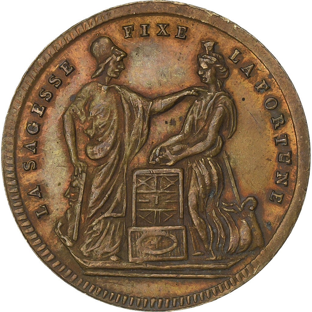 France, Token, 50 Centimes, La Sagesse fixe la Fortune, Brass, AU(50-53)