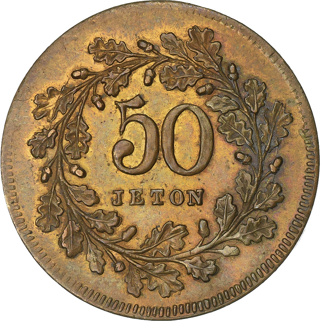 France, Token, 50 Centimes, La Sagesse fixe la Fortune, Brass, AU(50-53)