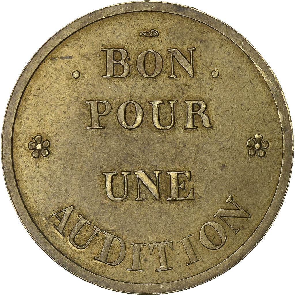 France, Jeton, Paris, A Chanteclair, Bon pour une Audition, Laiton, TTB