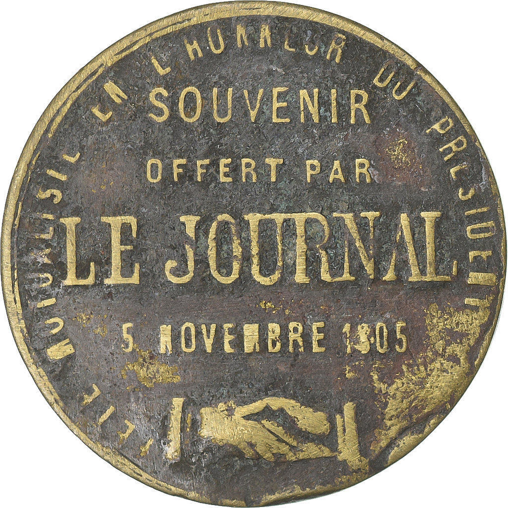France, Jeton, Président Loubet, Le Journal, 1905, Laiton, TB