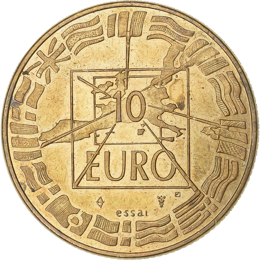 Francia, medaglia, 10 Euro, De Gaulle-Adenauer, 1998, Rame dorato, Jimenez, BB+
