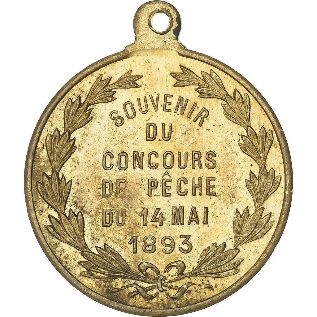 França, medalha, Souvenir du Concours de Pêche, 1893, Latão, AU(50-53)