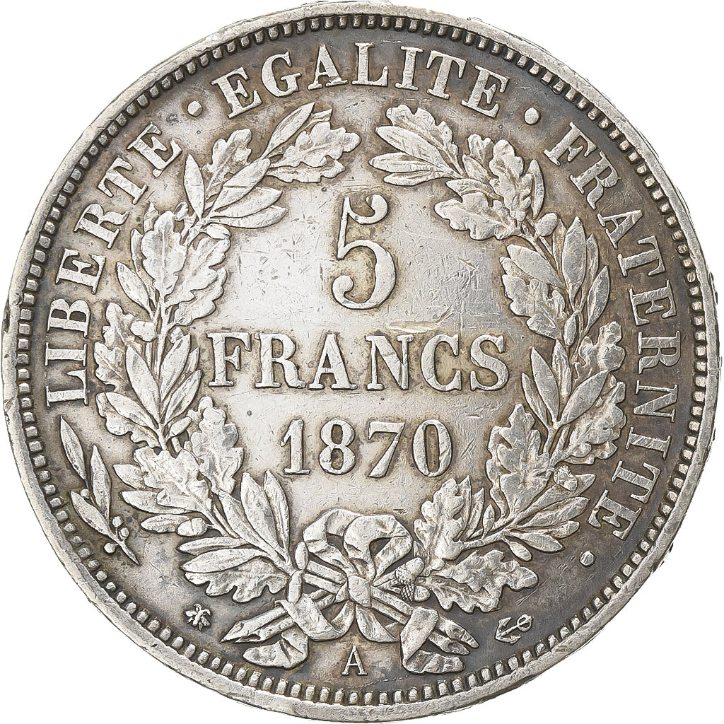 France, 5 Francs, Cérès, 1870, Paris, Argent, TTB, Gadoury:743, KM:819