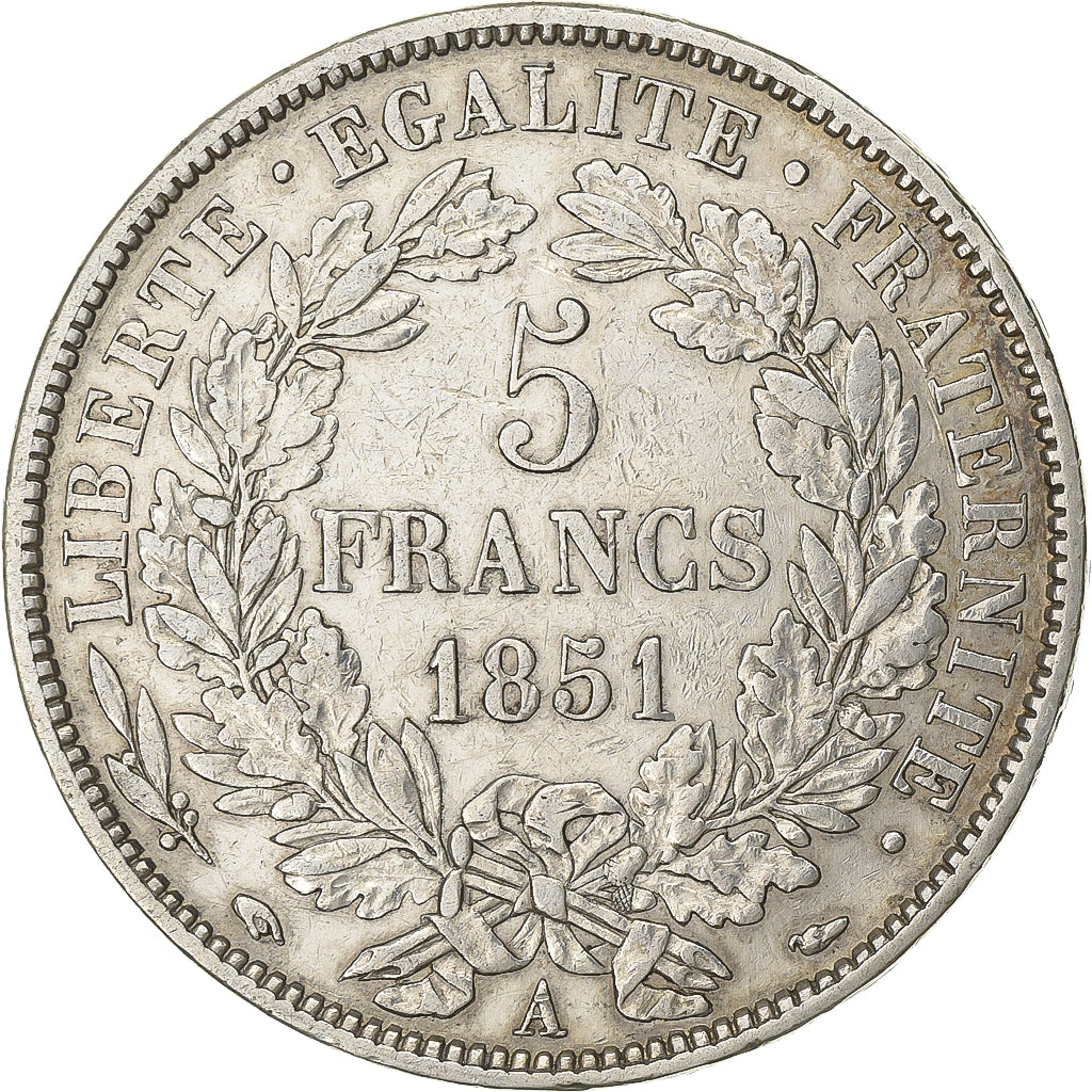 France, 5 Francs, Cérès, 1851, Paris, Silver, EF(40-45), KM:761.1