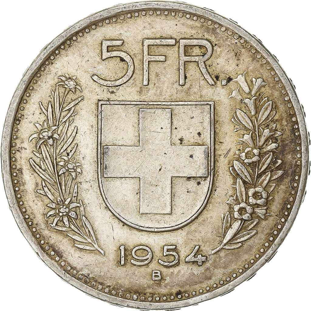 Switzerland, 5 Francs, 1954, Bern, Silver, EF(40-45), KM:40