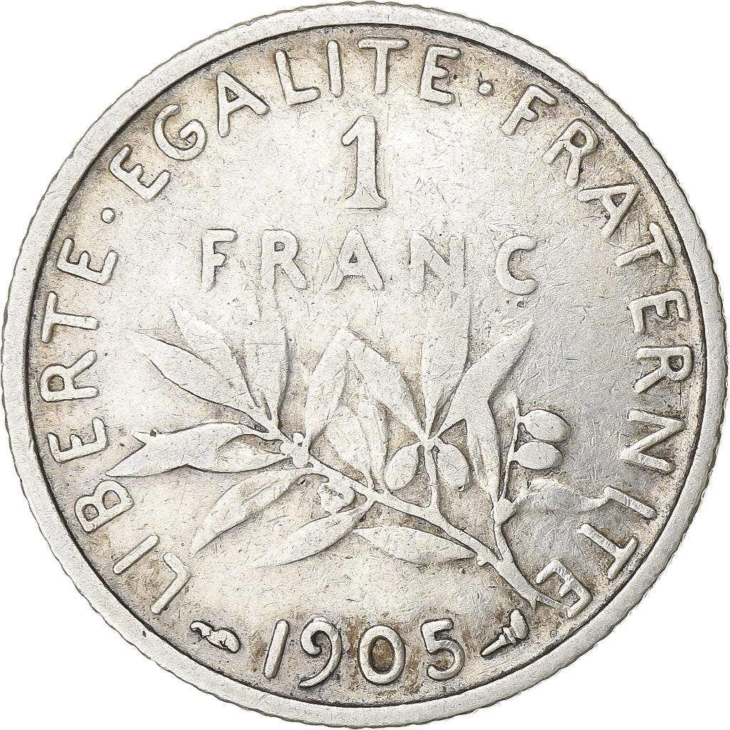 Moneta, Francia, Semeuse, Franc, 1905, Paris, MB+, Argento, KM:844.1