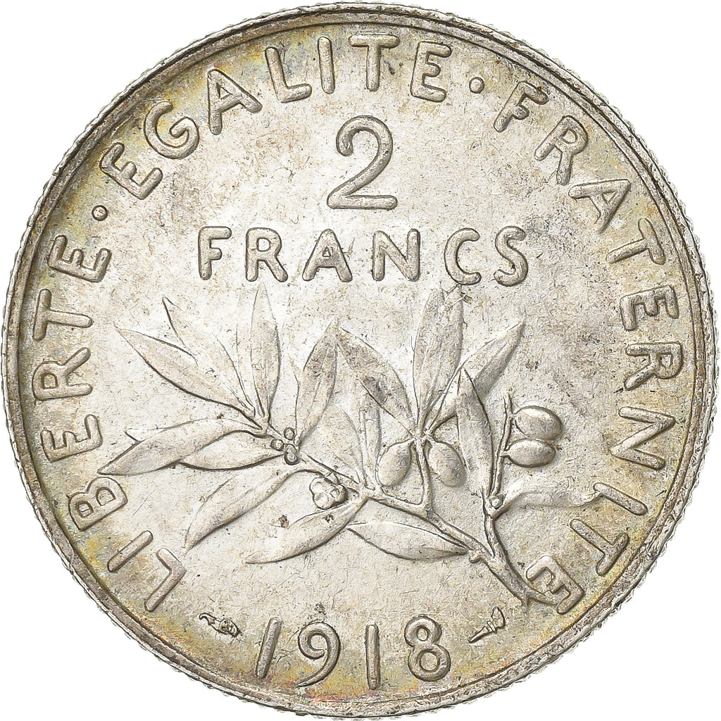 Coin, France, Semeuse, 2 Francs, 1918, Paris, AU(50-53), Silver, KM:845.1