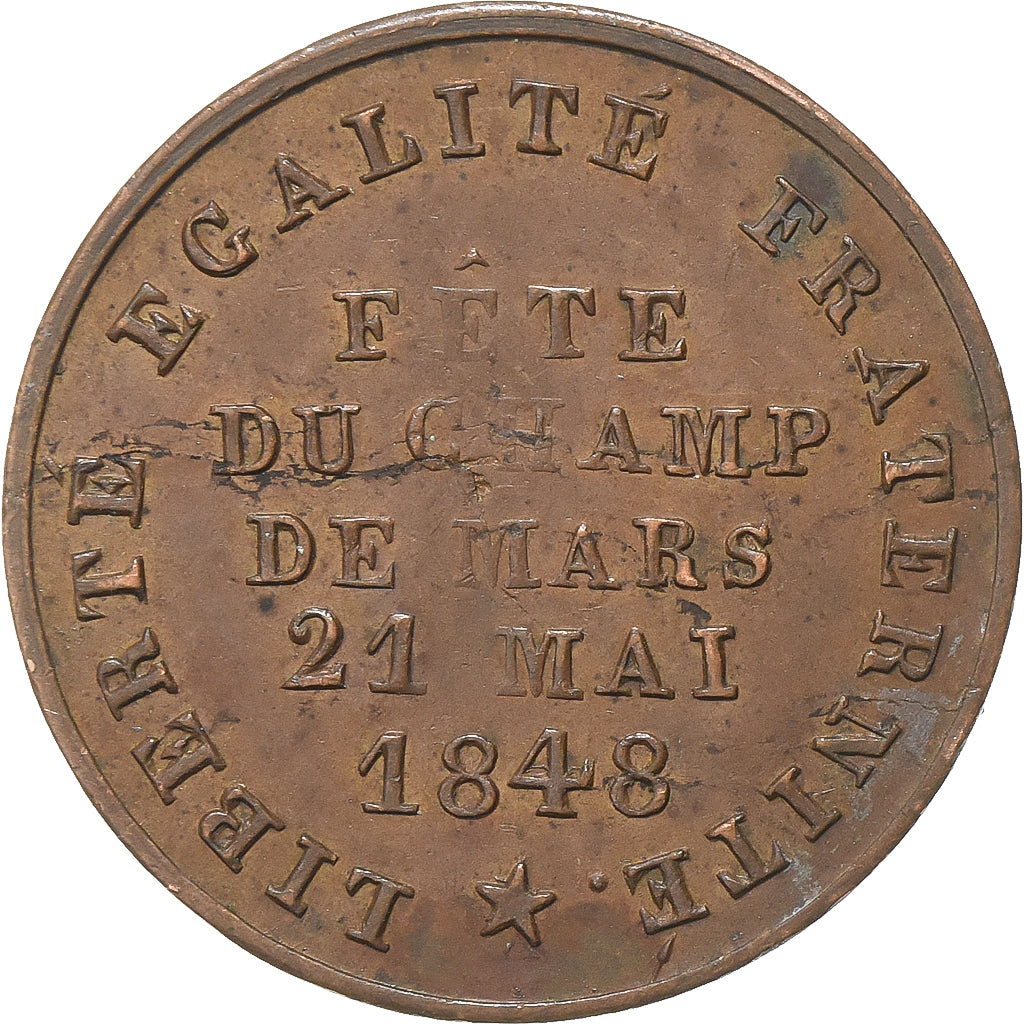 Francia, medalla, Fête du Champs de Mars, 1848, Cobre, MBC
