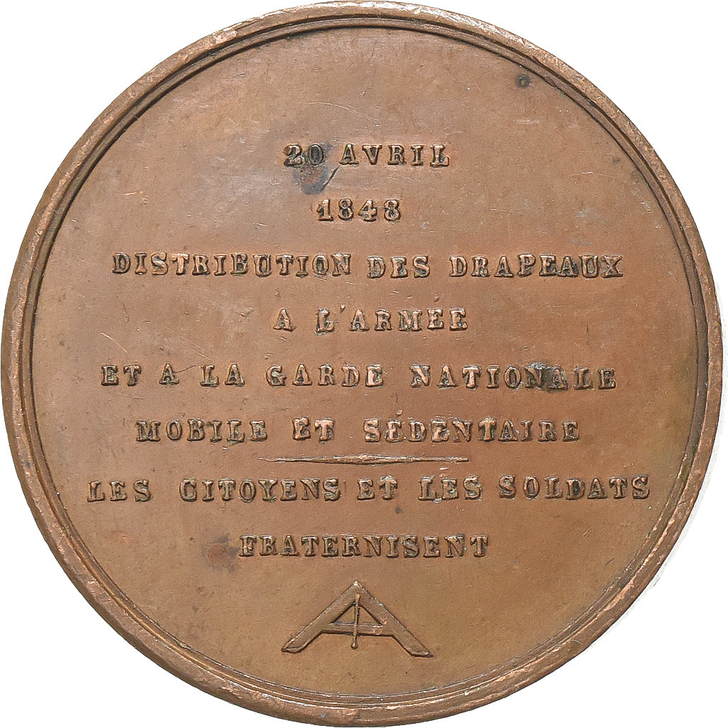France, Medal, Distribution des Drapeaux, 20 avril, 1848, Copper, Rogat
