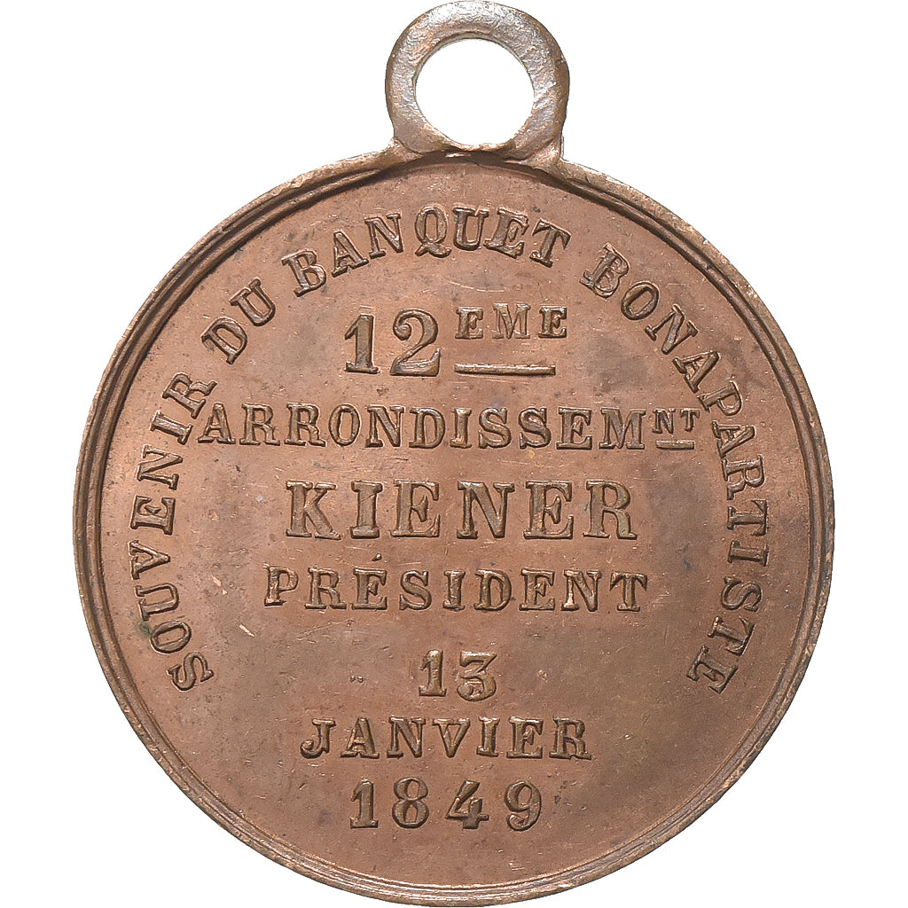 Frankreich, Medaille, Banquet Bonapartiste, 12ème Arrondissement, 1849, Kupfer