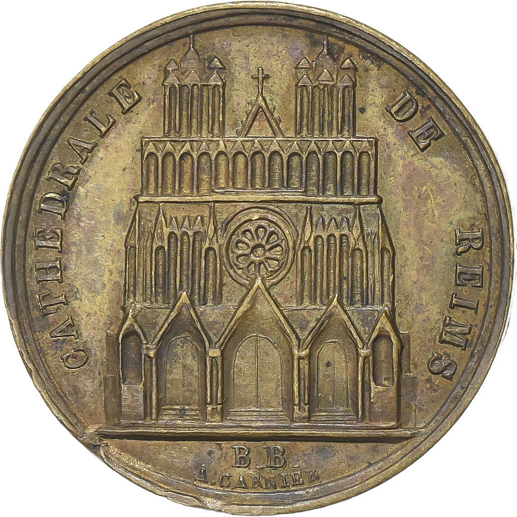 Francia, medalla, Cathédrale de Reims, Latón, Garnier, MBC+
