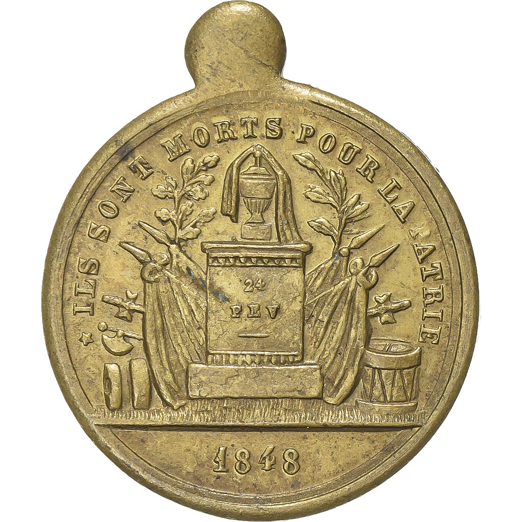 Frankreich, Medaille, 1er Anniversaire de la Révolution de 1848, 1849, Messing