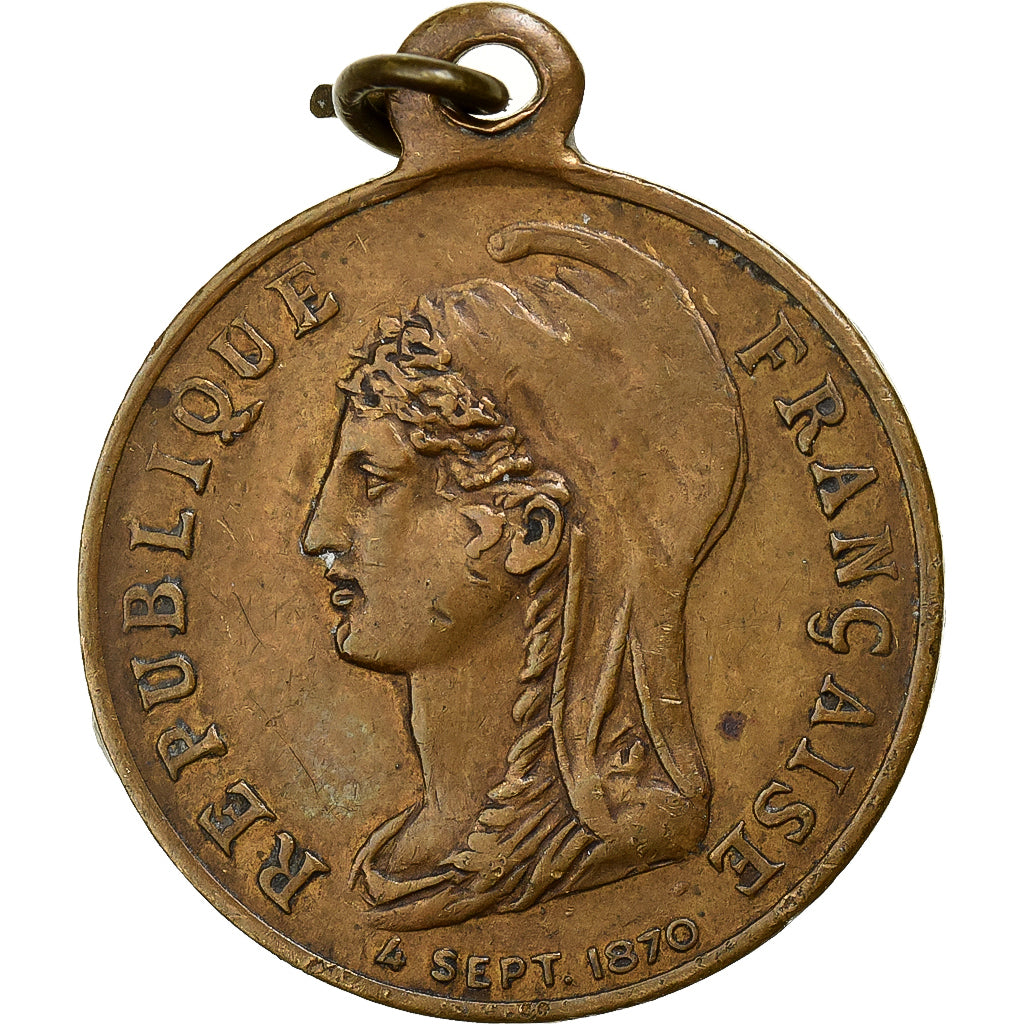 Francja, medal, Le Gouvernement de la Défense Nationale, 1870, Mosiądz