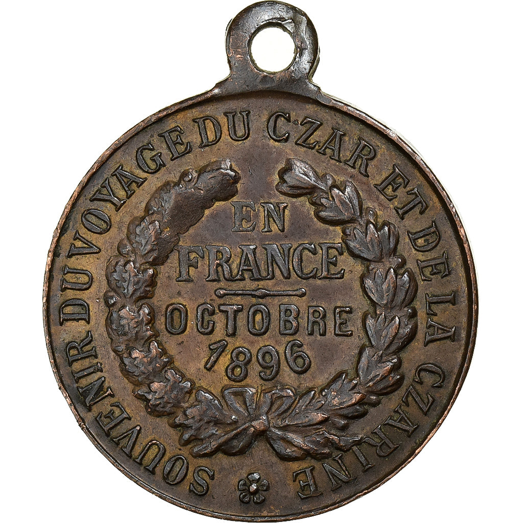 France, Medal, Visite de Nicolas II et de la Tzarine en France, 1896, Copper